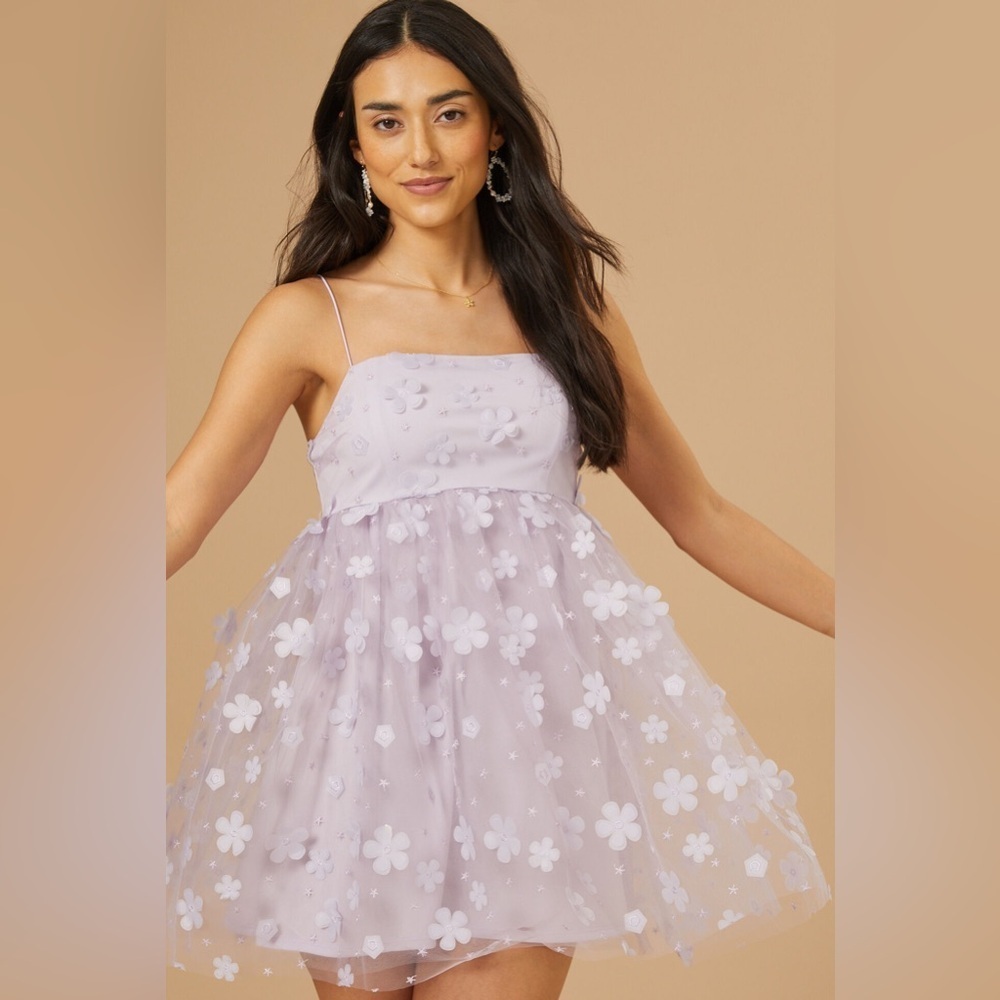 ❤️Aurora Floral Mesh Baby Doll Dress - Picture 3 of 6